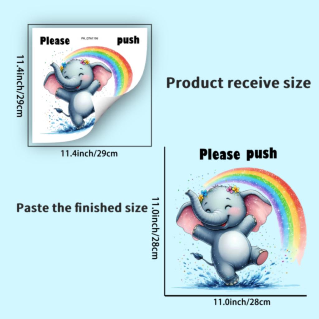 Rainbow Elephant Toilet Sticker Cute Removable Self-Adhesive for Bathroom Home Decor