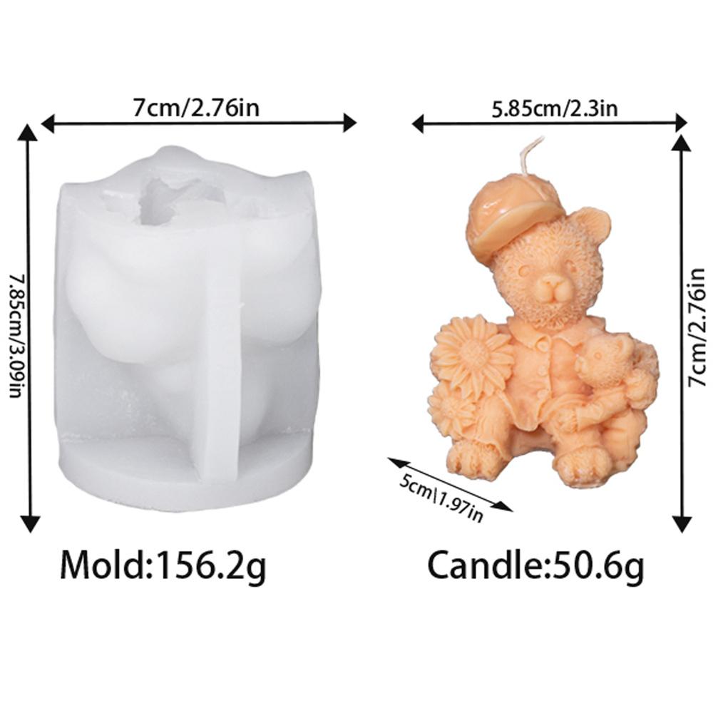 

3D Cute Bear Family Candle Silicone Mold DIY Cartoon Bear Handmade Making Gypsum Candle Soap Decor Animals Mold Craft Gifts