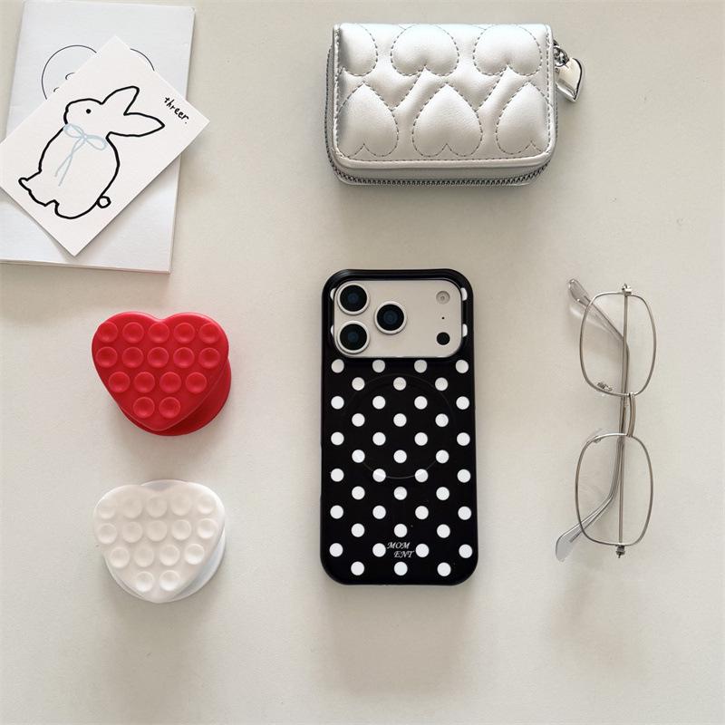 

Polka Dot Heart Suction Cup Magnetic Case for iPhone 17/16 Pro Max/15 Pro iPhone 16 Pro Max
