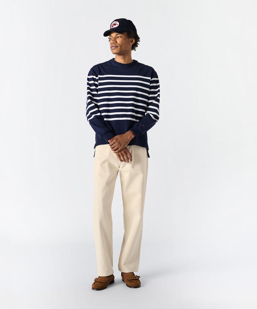 Noa (U) Brushed Cotton Pleated Jeans Natural