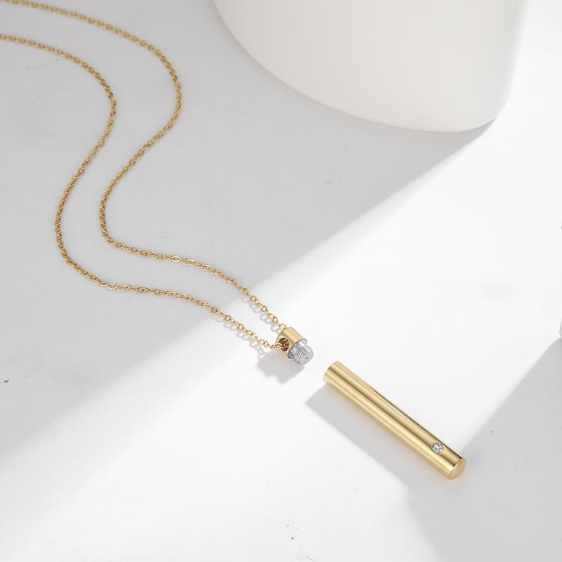 Collana minimalista cilindrica in acciaio inossidabile per uomo e donna, collana alla moda adatta per l'uso quotidiano, gioielli, regali