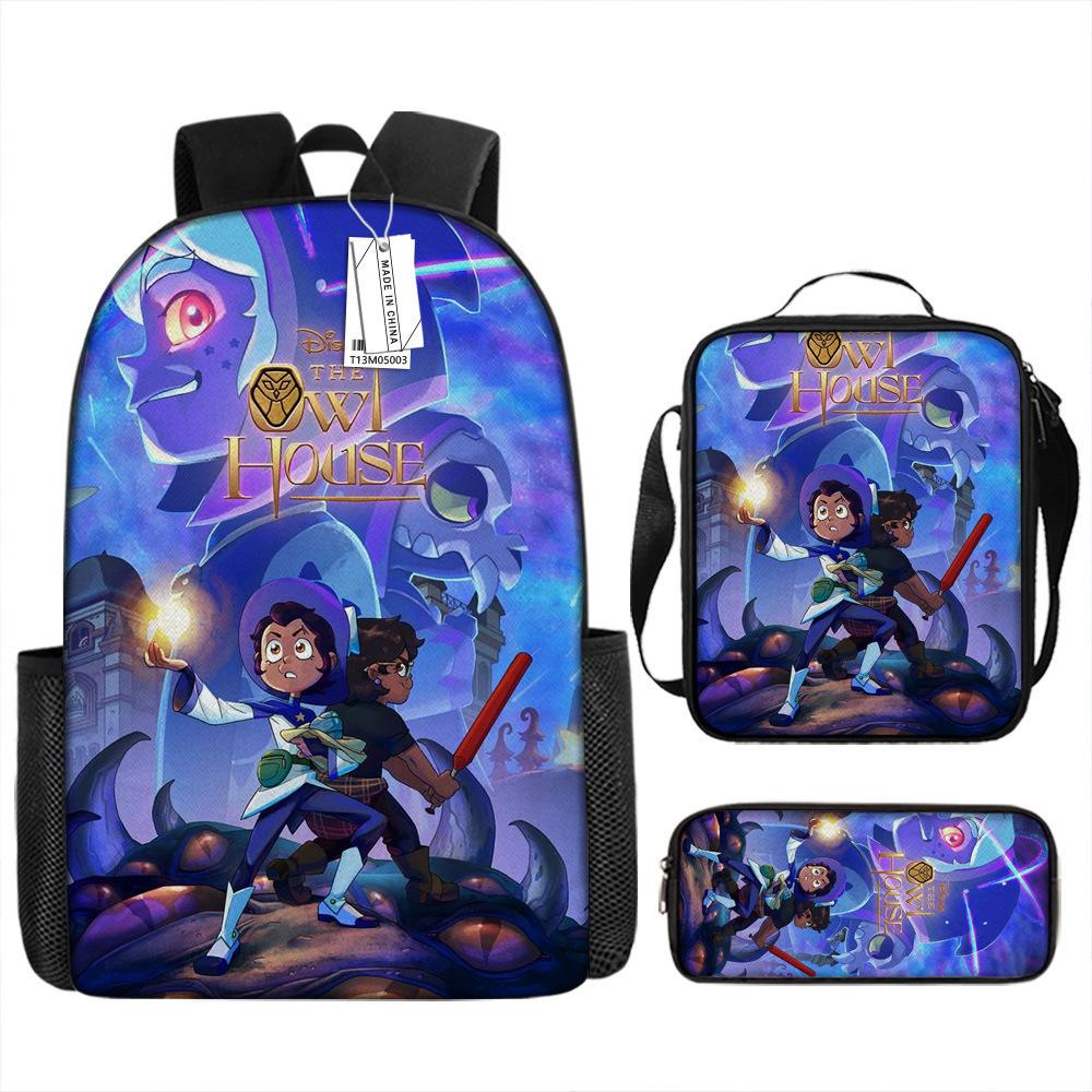 Luxury Novelty Peculiar Cool Owl Magic Club 3D Print 3pcs/Set Pupil School Bags Laptop Daypack Backpack Lunch Bag Pencil Case
