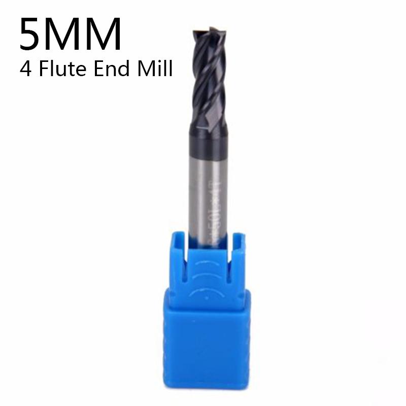 5pcs//Set Tungsten Carbide HRC45 4 Flute Milling Cutter End Mill TiAIN CNC Tool