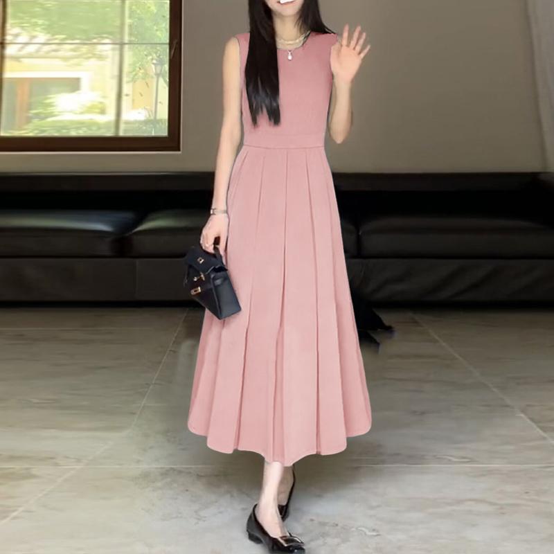 ZANZEA Women Casual Round Neck Sleeveless Loose Long Dress