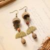Retro natural plant earrings handmade creative niche acorn fruit long fringed design women's earrings