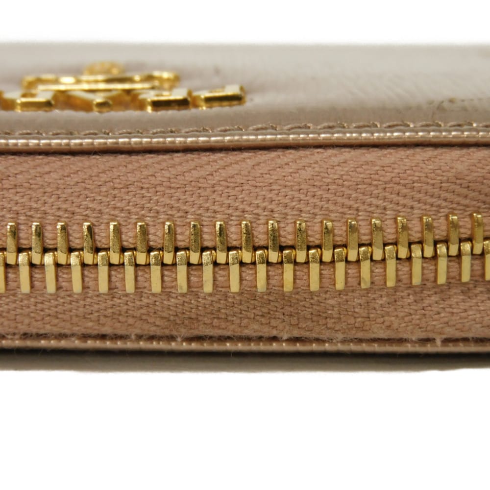 Used 11569 Vitello Move Coin Purse 1MM268 7943 Zip Around Compartment Card Case with Logo, Pink Gold, Women's from