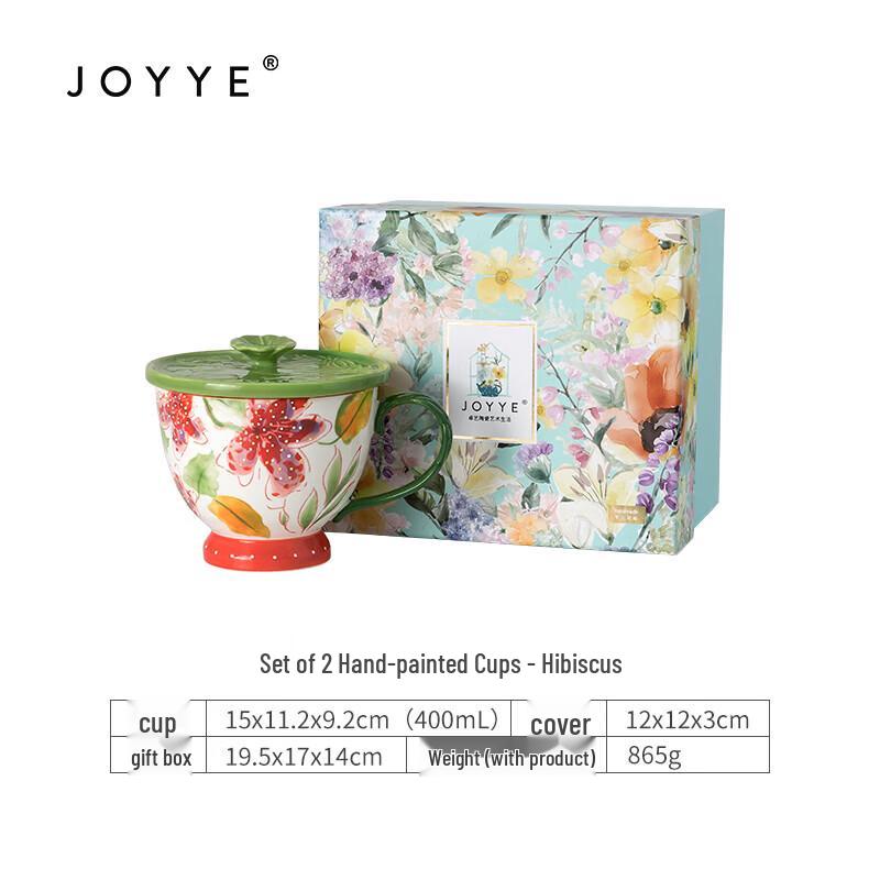 JOYYE Hand-Painted Underglaze Ceramic Mug with Lid