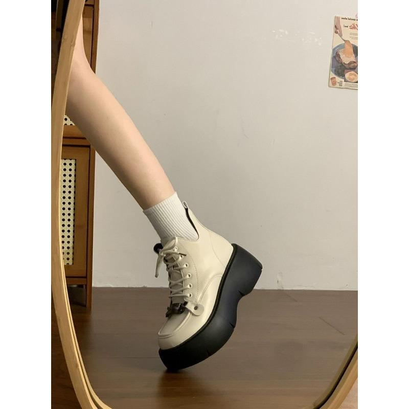 Muffin Thick-soled Black Martin Boots Women's Autumn and Winter New Versatile Short Tube Slim Short Boots