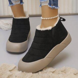 Winter Women ankle Boots Casual Warm Non-Slip Boots Outdoor Thick Slip-on Snow Boots Women Retro Thickened Fluff Shoes Female