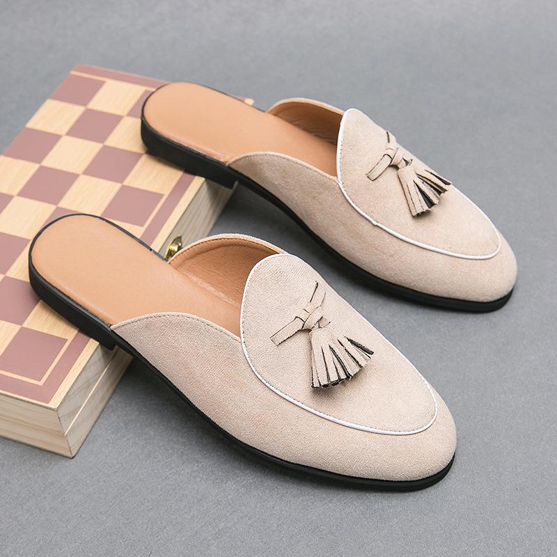 Men's Breathable Tassel Slip-On Leather Sandals for Hairstylists