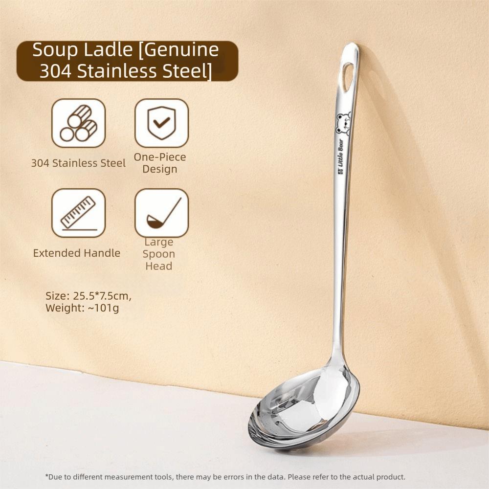 316 Stainless Steel Long Handled Soup Spoon Silver High Temperature Resistance Slotted Spoon Easy To Clean Large Capacity