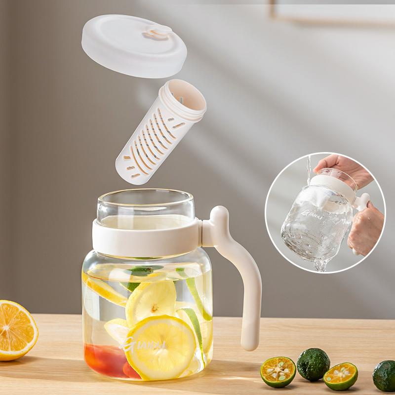 1000ML Sklenice s víčkem a brčkem Domácí kuchyně Průhledný tumbler s brčkem Šálek na kávu s uchem Láhev na vodu