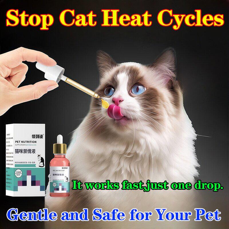 50ML Cat Heat Suppressant - For Male & Female Cats: Stops Excessive Meowing, Spraying, and Heat-Related Behaviors