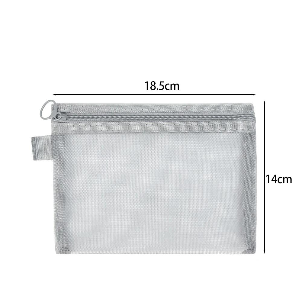 3pcs Black Nylon Mesh Cosmetic Bag Zipper Toiletry Organizer Makeup Bags Multifunctional Women Lipstick Key Coin Purse Pouch