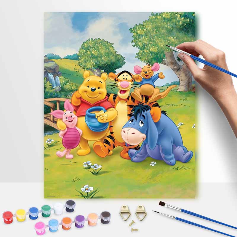 Disney Digital Oil Painting Winnie the Pooh Friends Diy Coloring Handpainted Filling Home Decoration Gift Canvas Wall Decor Art