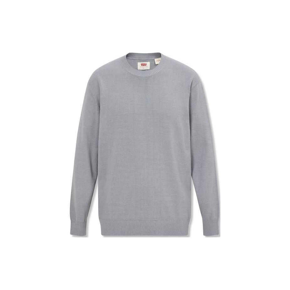 Levis Plain Round Neck Simple Casual Loose Long Sleeve Sweater Men Tops Gray A5744-0000