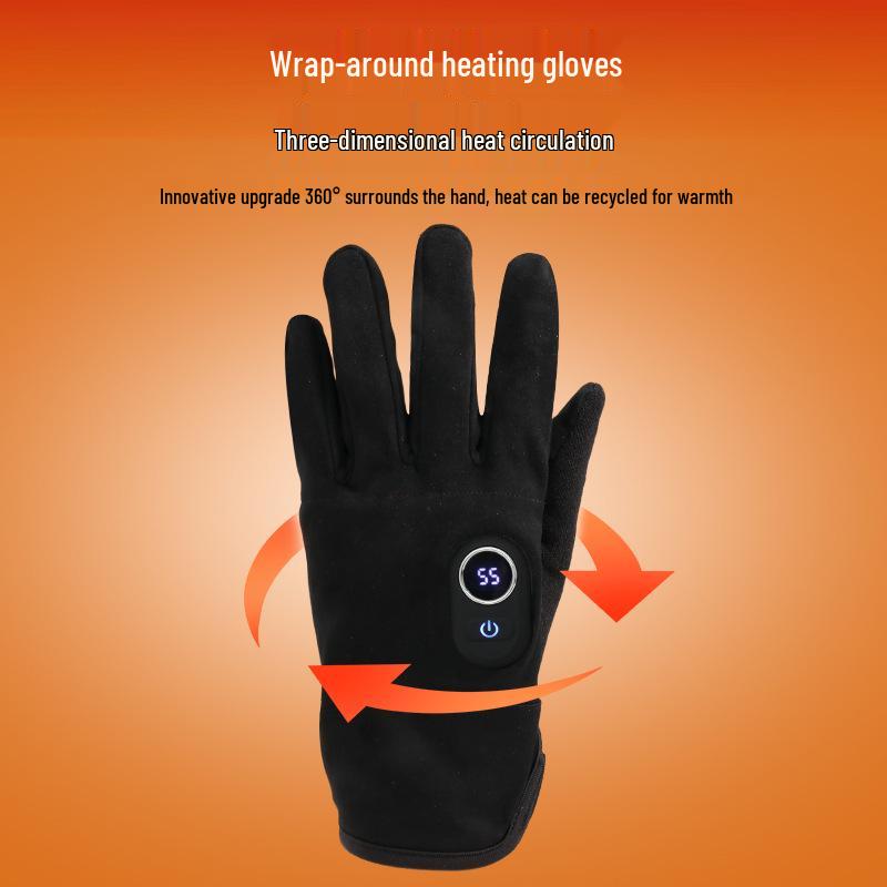 Rechargeable Ultra-Thin Fingerless Touchscreen Electric Heating Gloves for Winter Riding
