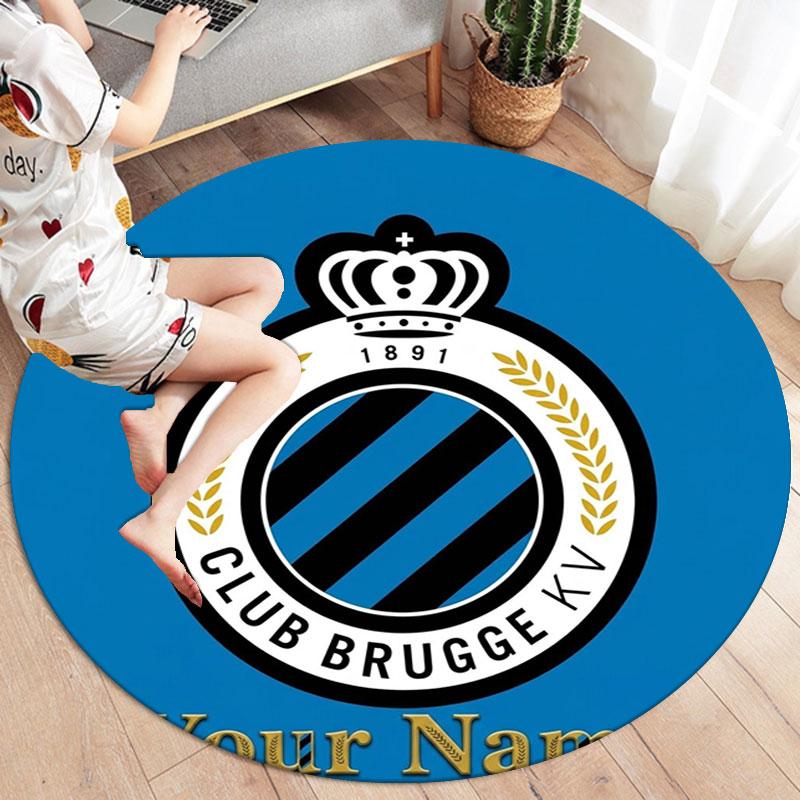 Club Brugge KV Custom Name Round Area Rug,Carpet Rug for Living Room Bedroom Sofa Playroom Decor,Non-slip Floor Mat