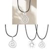 Geometric Pendant Necklace With Vintage Handwoven Leather Cord For Women