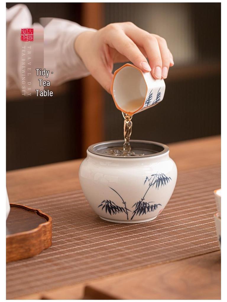 Hand-painted Ash Glaze Jianshui Ceramic Tea Wash Bowl (Kung Fu Tea Set)