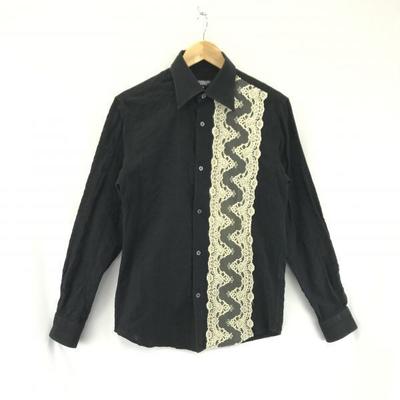 Made In Japan TORNADO MART Lace Decoration Long Sleeve Shirt M Men Black Cotton 100%(USED)