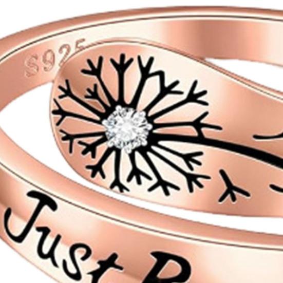 Just Breathe Dandelion Ring Adjustable Zinc Alloy Hope Ring Inspirational Dandelion Ring Encouragement Gift for Women Mother's Day Birthday