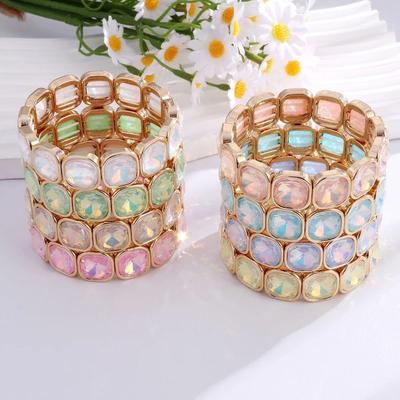Bracelets en Verre Perlé Bracelets Élastiques Bracelet Bohème Perles de Cristal Cadeau