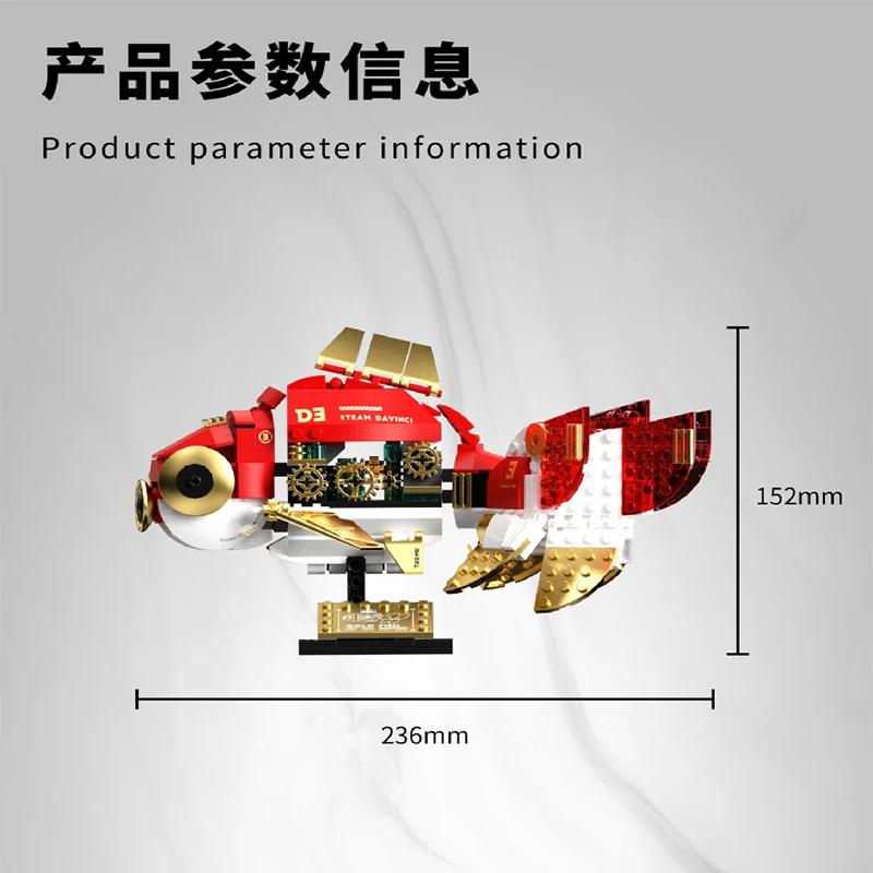 

Mechanical Parrot Goldfish Jagged Crocodile Series Building Blocks Technology Kit Animal Toys Creative Gifts for Home Office Art