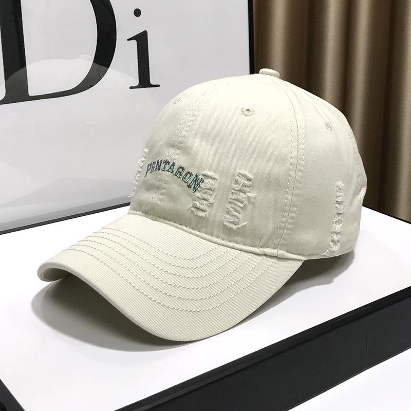 Soft Top Baseball Cap Men's and Women's Face Small Hole Hat Autumn Retro Black  Curved Brim Dome Cap