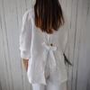 Women's Back-Tie Blouse Long Sleeve Button Shirt Open-Back Shirt