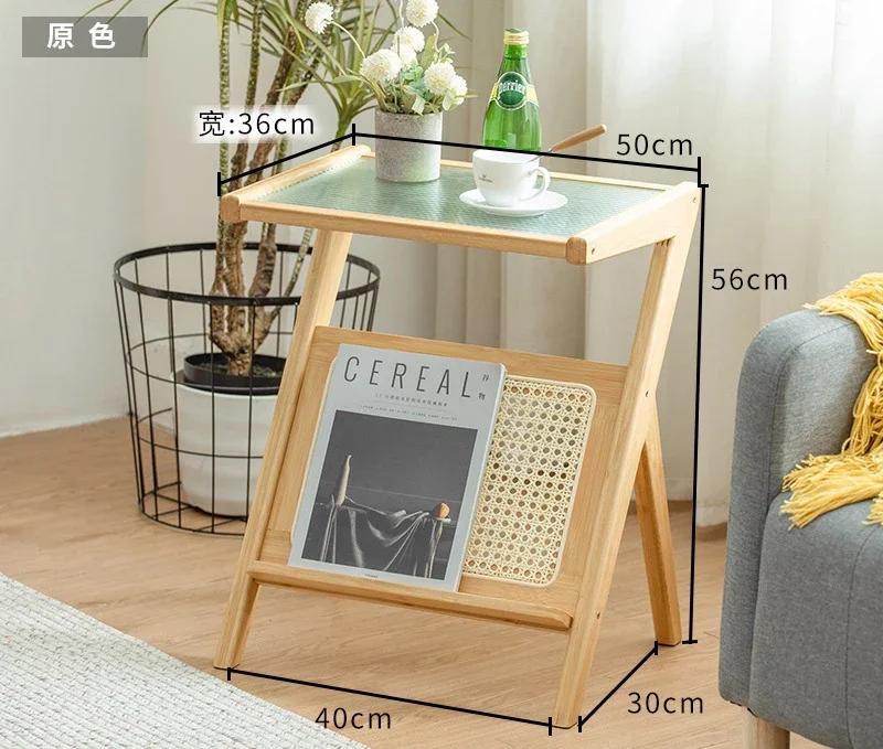 Glass Coffee Table Minimalist Living Room Sofa Bedside Light Luxury Side Table Homestay Japanese Rattan