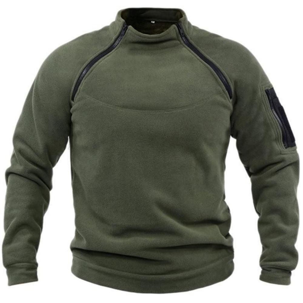 

Autumn European and American Vertical Collar Men s Sweatshirt Loose Solid Color Outdoor Warm Breathable Tactical Men s Coat Top XXXXL армія зелений колір
