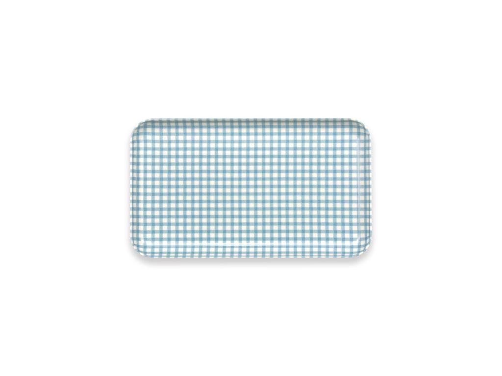 TATSU-CRAFT ST Caster Tray SS Check Blue, Dishwasher Safe, Stylish Plastic Tray, Large, Small, Deep, Square, Rectangular, Western and Japanese Style,