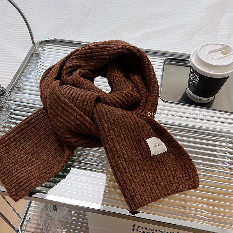 Dámská korejská verze podzimní a zimní měkká pletená šála teplá jednobarevná šála zesílená pro páry