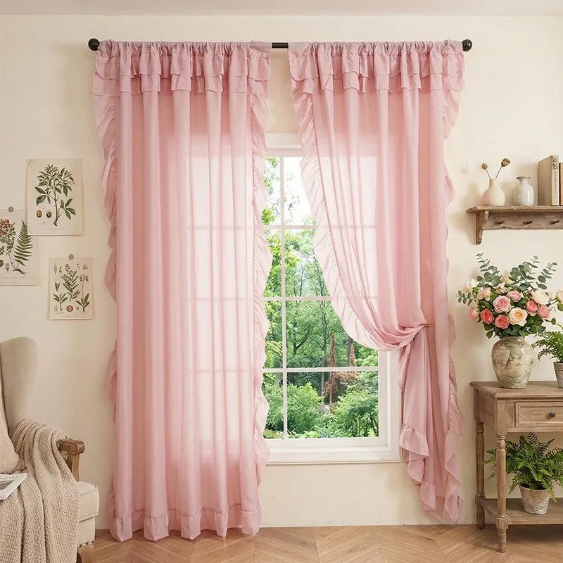 1 Panel Raff-Fenstervorhang, Romantische Raff-Vorhänge für Schlafzimmer, Wohnzimmer oder Esszimmer Bauernhaus Hütte Heimdekoration
