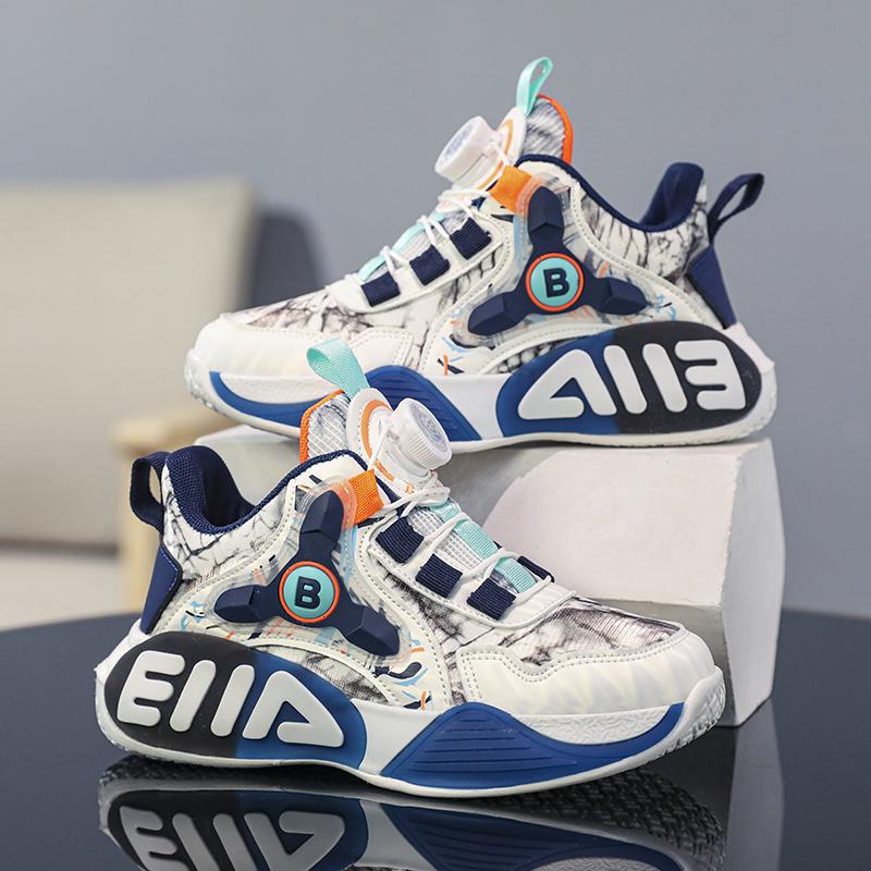 

Обувь для девочек весна 2025 новые детские спортивные баскетбольные кроссовки для девочек мягкая подошва для бега вращающиеся кнопки сетка дышащая 39 джинсовый синий