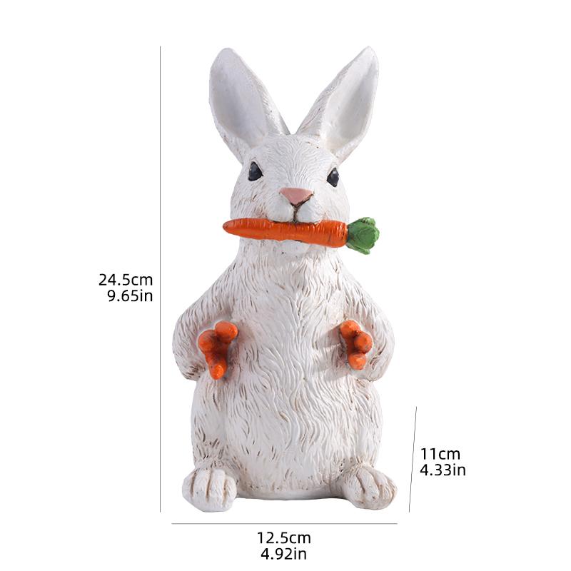 Garden Bunny Sculpture Resin Animal Craft for Outdoor Garden and Courtyard Entrance Decoration