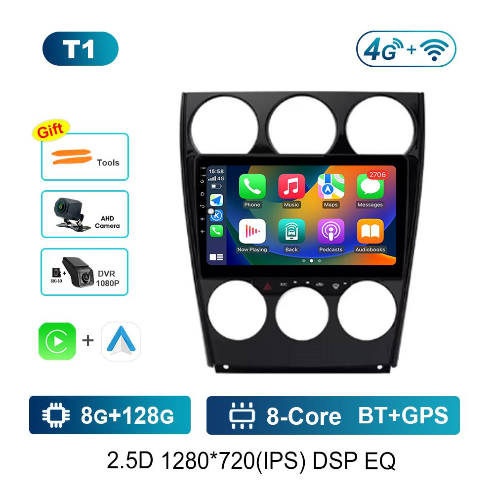 Navigație GPS pentru Mazda 6 2004 - 2015 Radio Auto Player Multimedia Sistem de Operare Android DSP Stereo WiFi Carplay Ecran QLED 4G Instrumente Auto