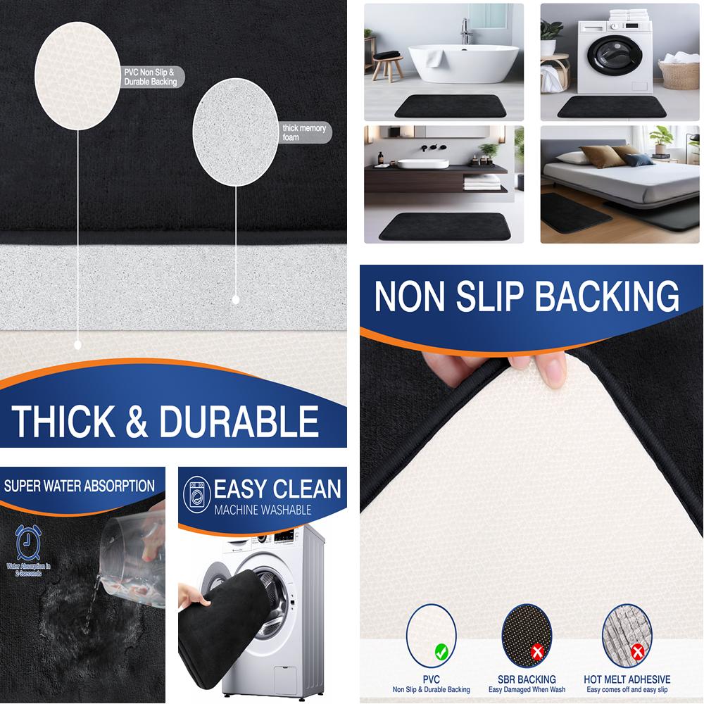 Memory Foam Badematte Superweich Saugfähig Badezimmerteppiche Rutschfest Bademattenläufer für Dusche Badezimmerböden Teppich
