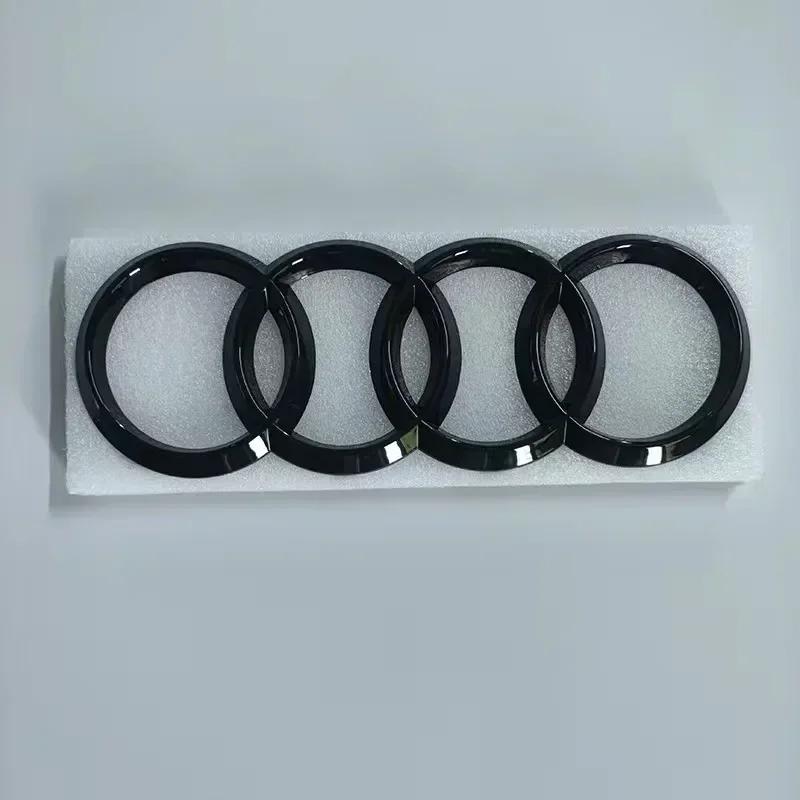 2PCS 4Ring logo ABS Black Car Hood Front Grill Emblem Rear Trunk Badge Sticker 1P Q7 1P Quarrto 2P Sline For S Q7 2016-2023