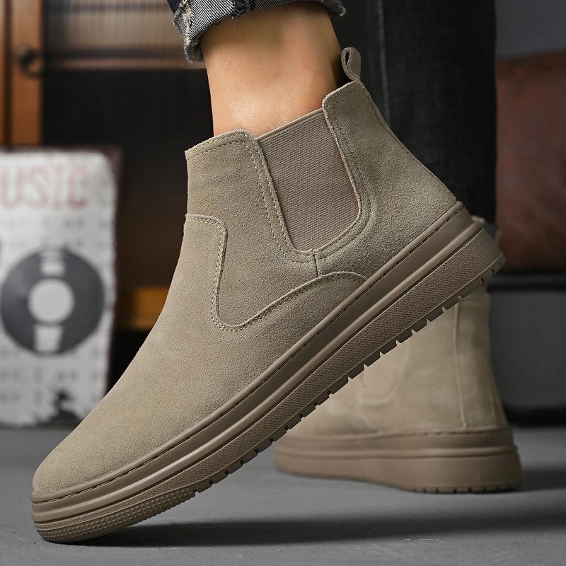 Autumn and Winter New Martin Boots Men's Medium and High-top Chelsea Short Boots Trendy Yellow Boots Men's Shoes Casual Tooling Boots