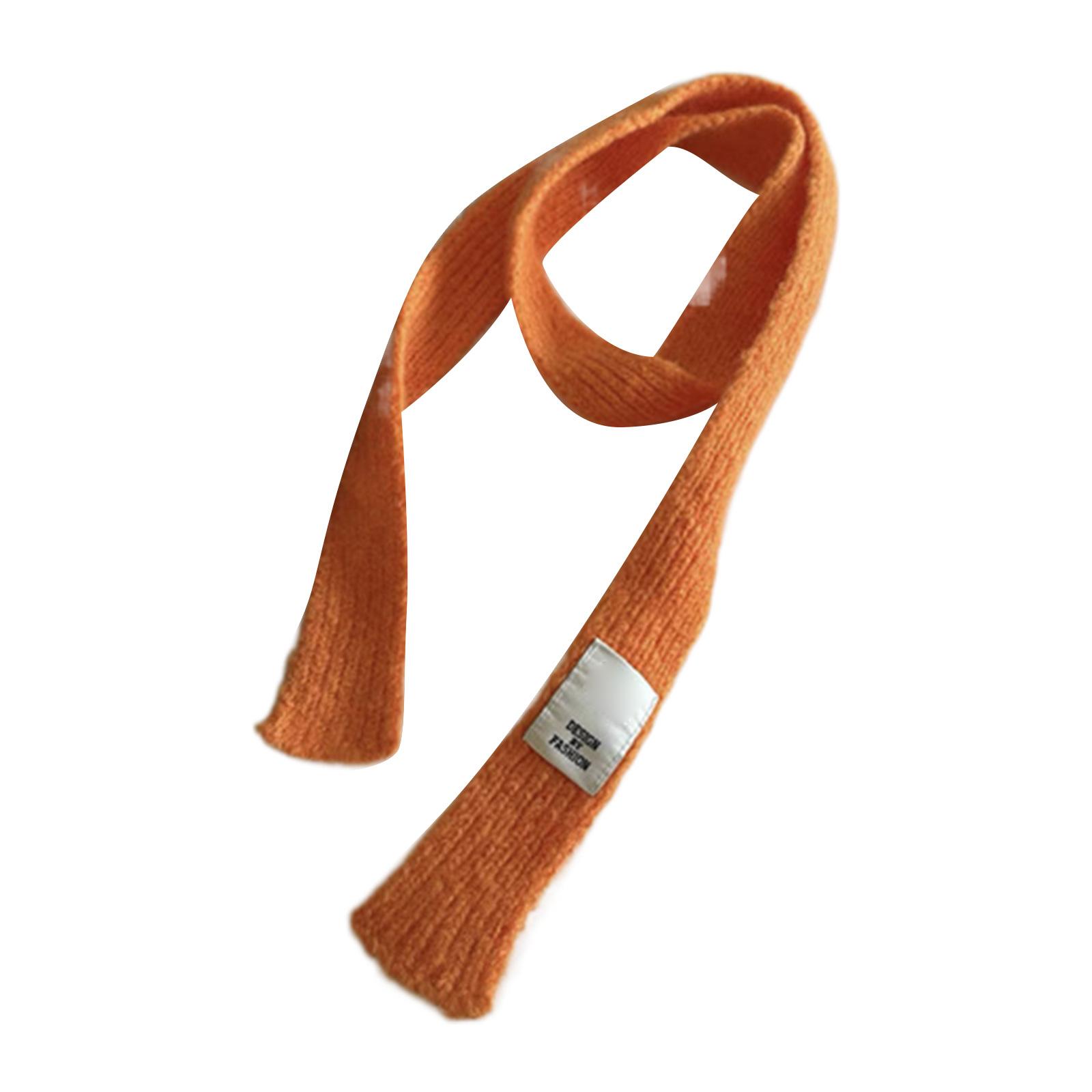 

Knit Decorative Scarf for Women Winter Thin Scarf Female Camping Shopping Scarf Teenagers Long Decorative Scarves оранжевый