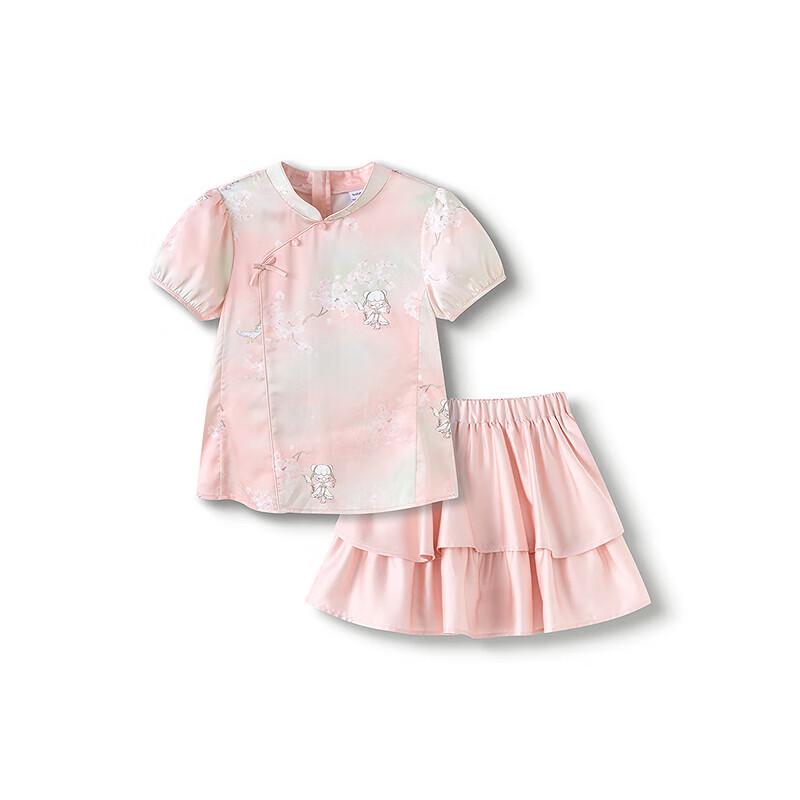 Balabala Girls  Summer New Chinese Style Two-piece Set 130
