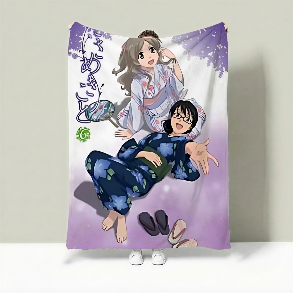 Anime W-Whispered Words Throw Lightweight 240g Flannel Blanket Soft Skin-friendly for Summer Cooling