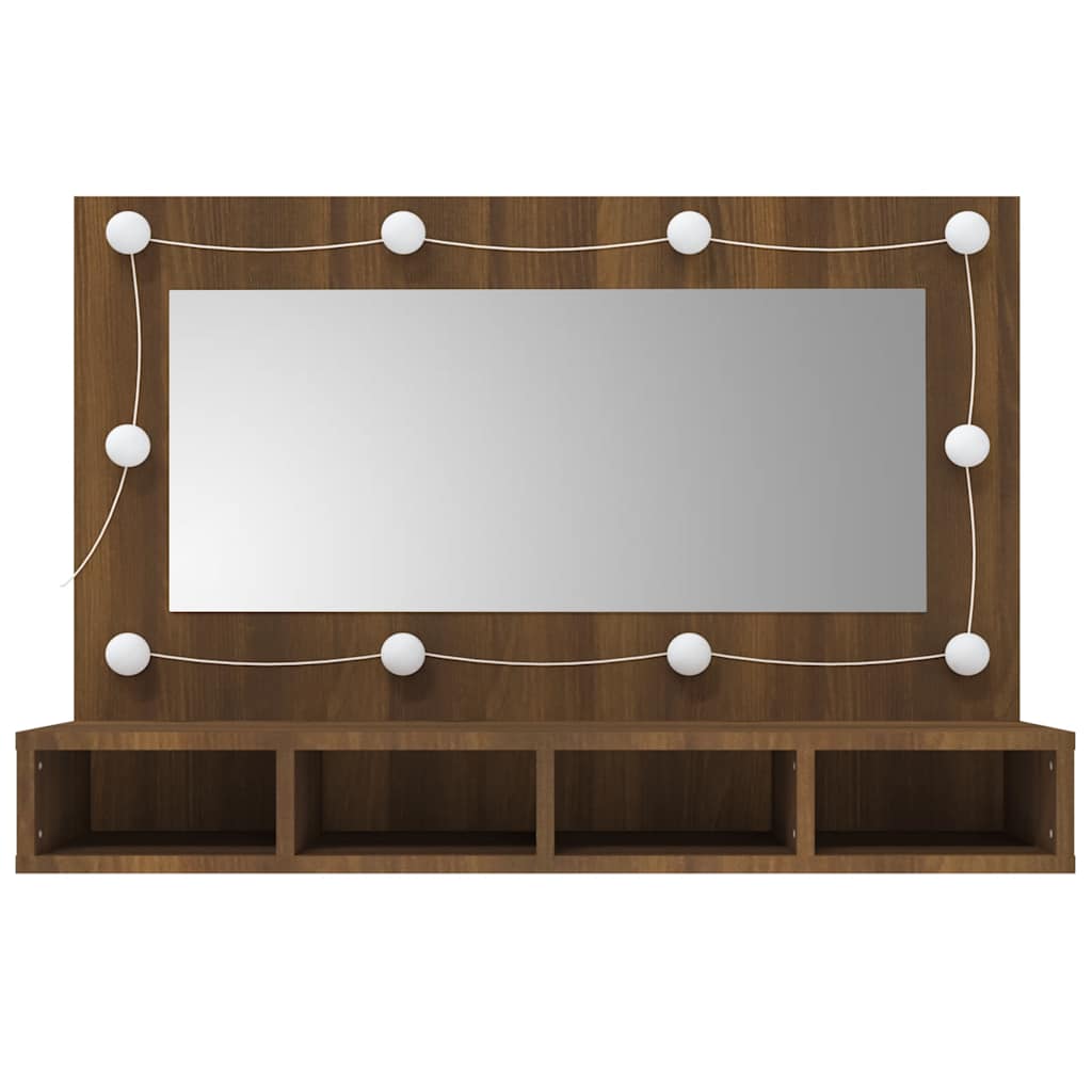 Vidaxl Cabinet With Mirror And LED Lighting, Brown Oak, 90X31.5X62 Cm