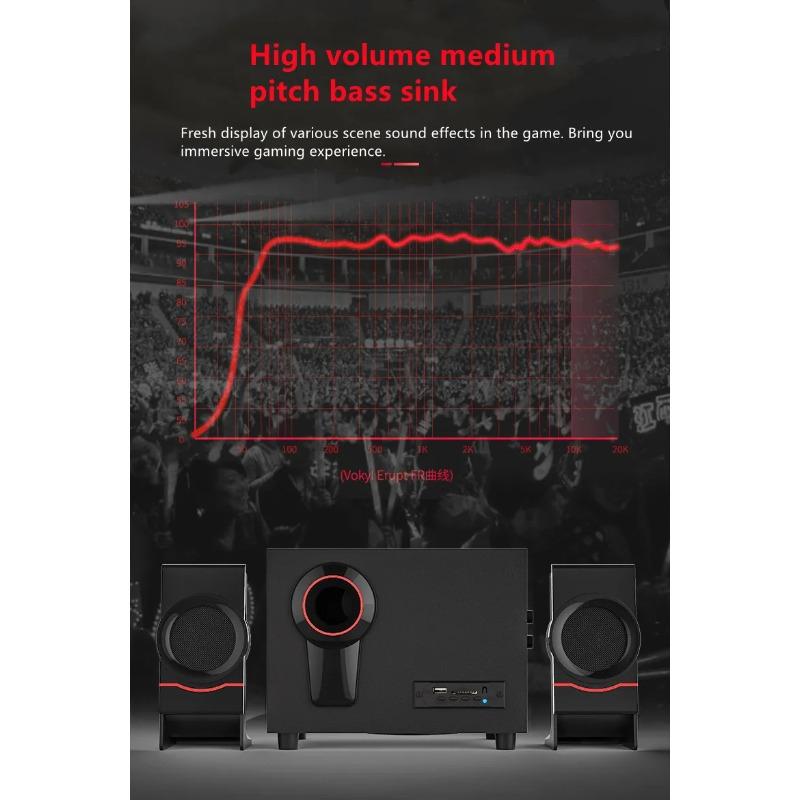 2.1 Multimedia Bluetooth Audio System Home Theater Surround Computer Active Combination Wooden Speaker AUX USB Cable Post TV PC