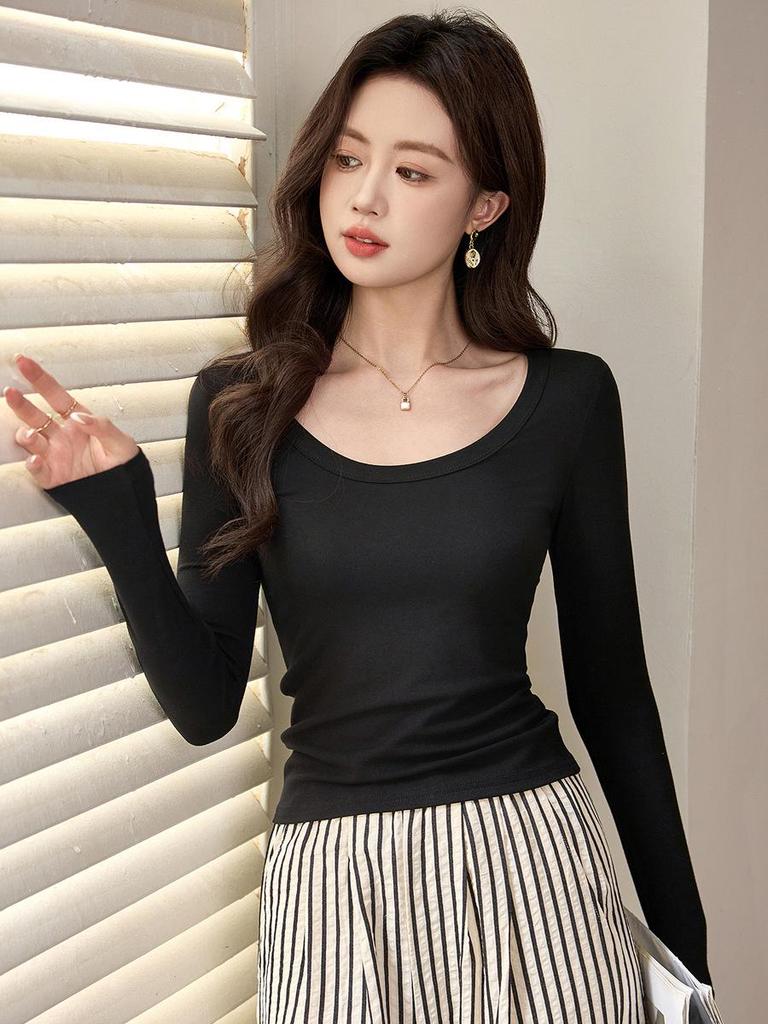 **Women's Autumn 2026 Long-Sleeve Modal Cotton Base Layer Tee**