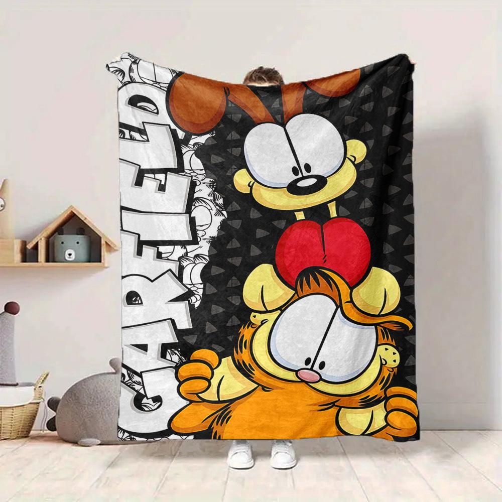 1ks Garfield Přátelé Flanelovádeka HD Potisk Lehká Měkká Teplá Celoroční Deka na Pohovku, Postel, Cestování, Kempování Lze Prát v Pračce