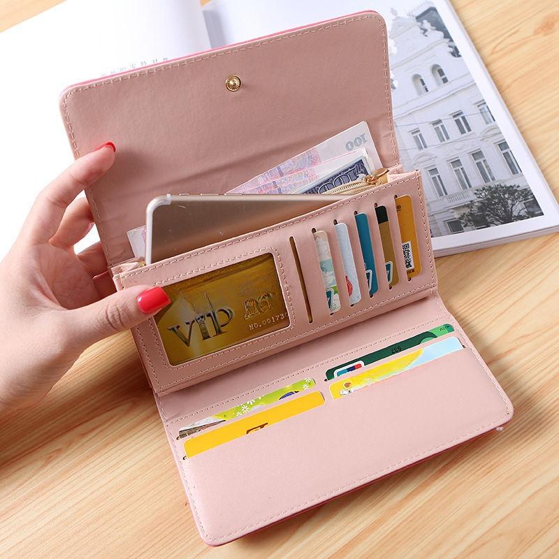 2025 Women's Wallet Long Handbag Multi Card Pocket Leather Wallet