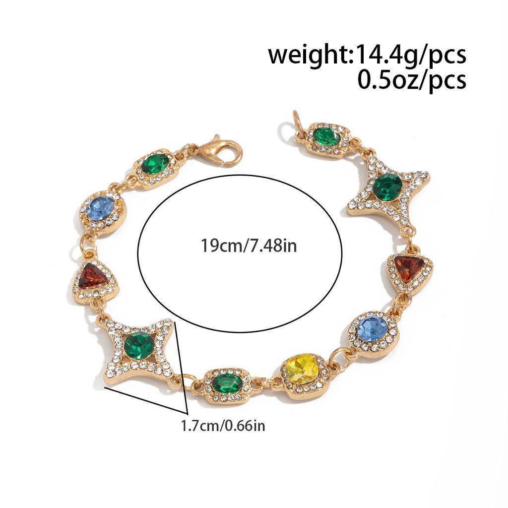 Vintage Colorful Gemstone Necklace for Men Trendy Light Luxury High-end Clavicle Chain Hip-hop Bracelet Men's Jewelry